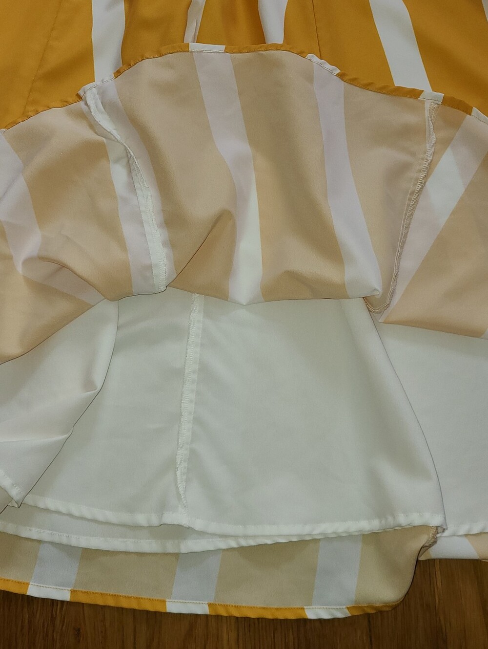 Zapelle Yellow & White Chevron Fit-and-Flare Dress Size XL-16 - Picture 4 of 6